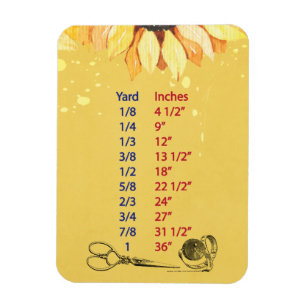 Sewers Quilters Yardage Measurement Chart Magnet