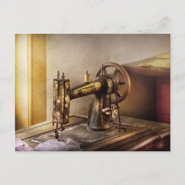 Sewing - A black & white sewing machine Postcard (Front)