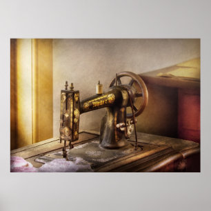 Sewing - A black & white sewing machine Poster