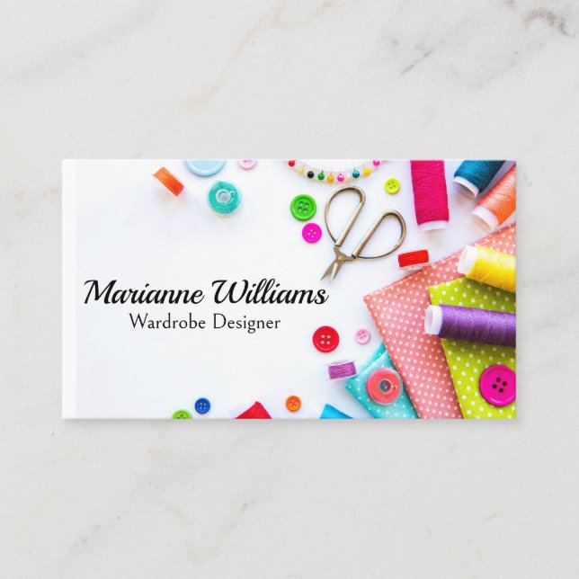 Sewing Accessories | Fabrics Business Card (Front)