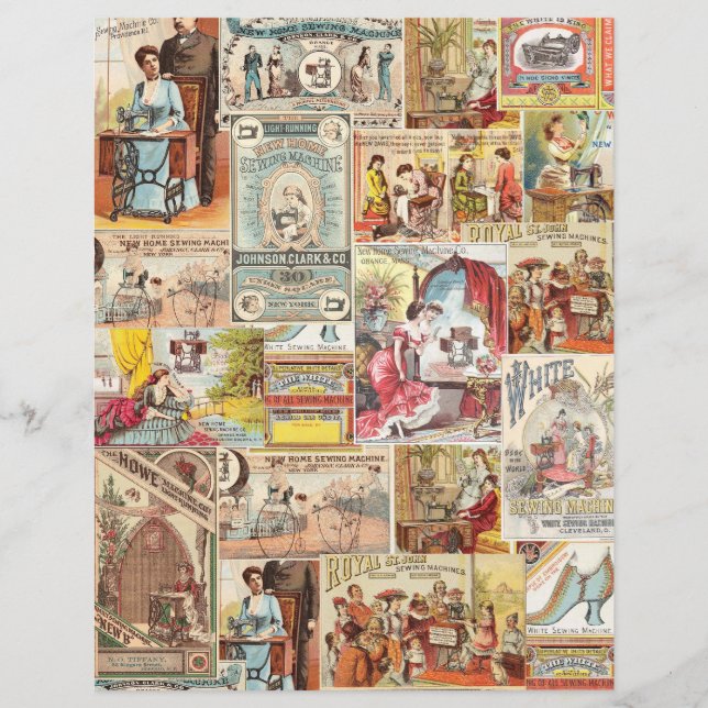 Sewing Advertisements Scrapbook Paper (Front)