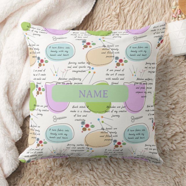 Sewing Affirmations for Crafters/ Sewing Quotes Cushion (Blanket)