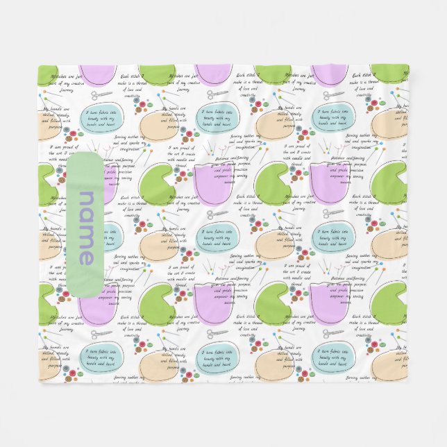 Sewing Affirmations for Crafters/ Sewing Quotes Fleece Blanket (Front (Horizontal))