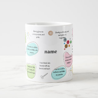 Sewing Affirmations for Crafters | Sewing Quotes Large Coffee Mug