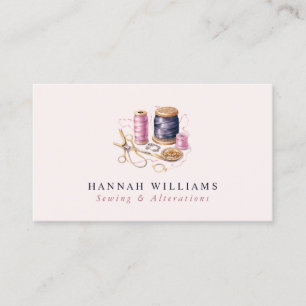 Sewing & Alterations Blush Pink & Navy Monogram   Business Card