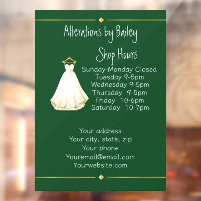 Sewing Alterations Business Window Cling (Sheet 2)