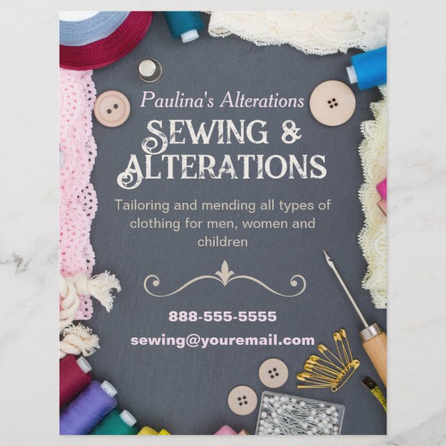 Sewing Alterations Services Flyer Template (Front)