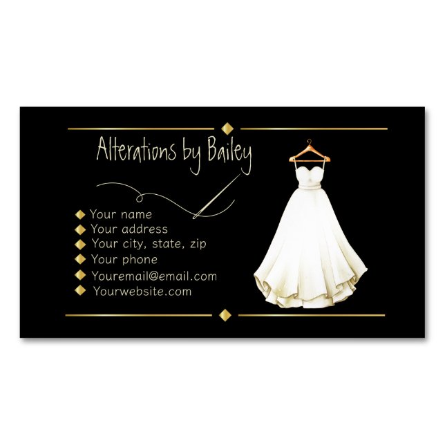Sewing Alterations Tailor Magnetic Business Card  (Front)