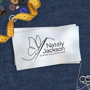 Sewing and Alterations - Butterfly Needle Business Card