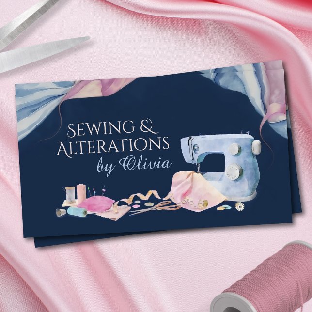 Sewing and Alterations Services - Watercolor Art Business Card (Creator Uploaded)