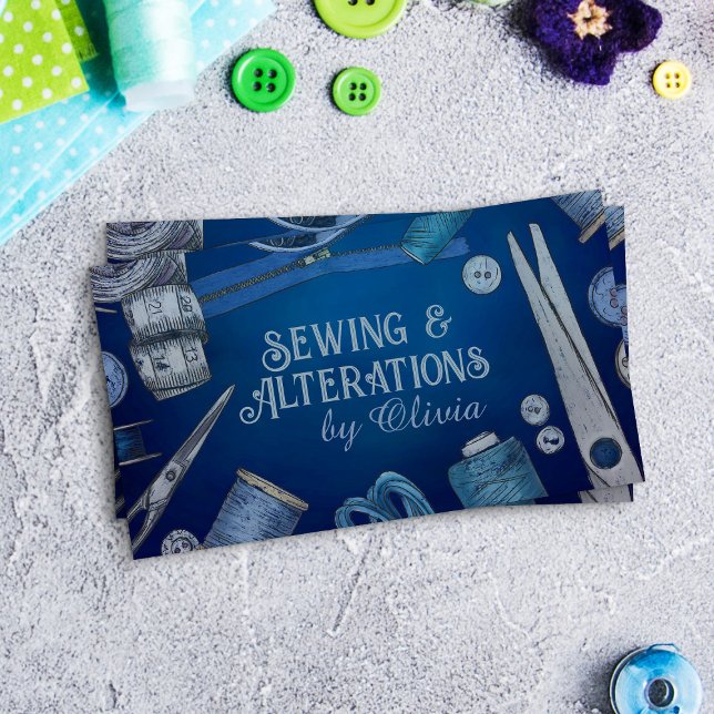 Sewing and Alterations - Watercolor Style Art Business Card (Creator Uploaded)