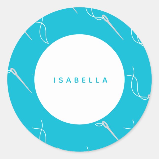 Sewing and Crafting Personalised Name Classic Round Sticker (Front)
