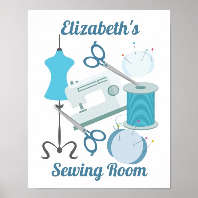 Sewing and Quilting Blue Poster (Front)
