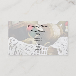 Sewing Basket With Thread and Lace Business Card