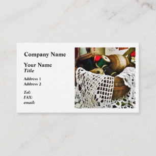 Sewing Basket With Thread and Lace Business Card