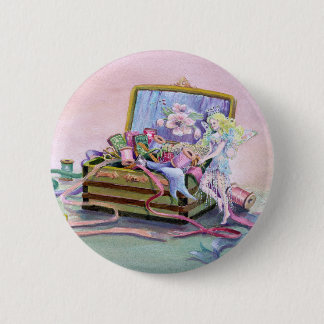 SEWING BOX FAEIRE by SHARON SHARPE 6 Cm Round Badge