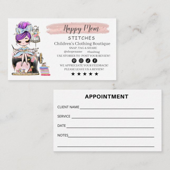  Sewing Business Card Fashion Designer  (Front/Back)