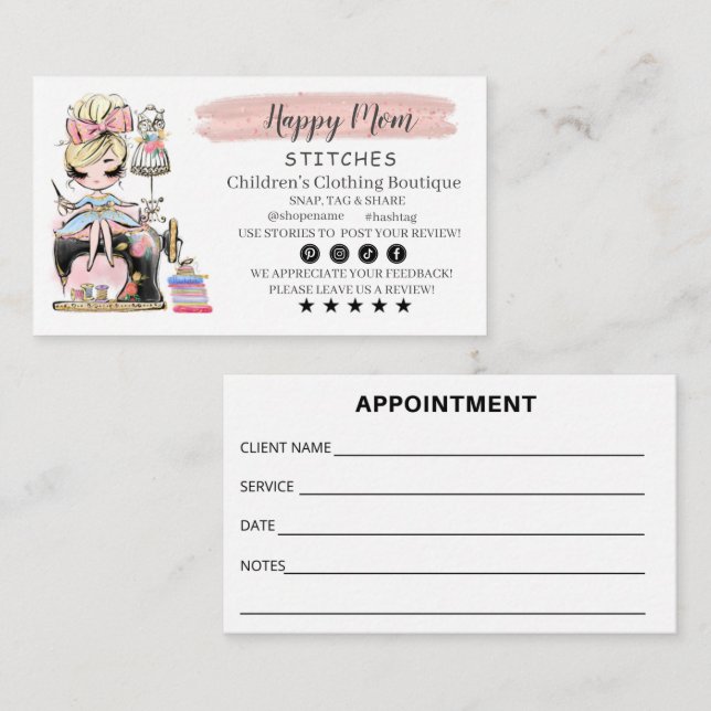  Sewing Business Card Fashion Designer  (Front/Back)