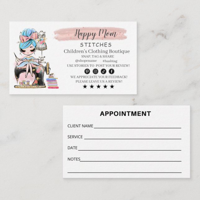  Sewing Business Card Fashion Designer  (Front/Back)
