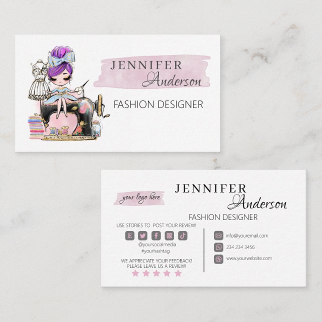 Sewing Business Card Fashion Designer  (Front/Back)