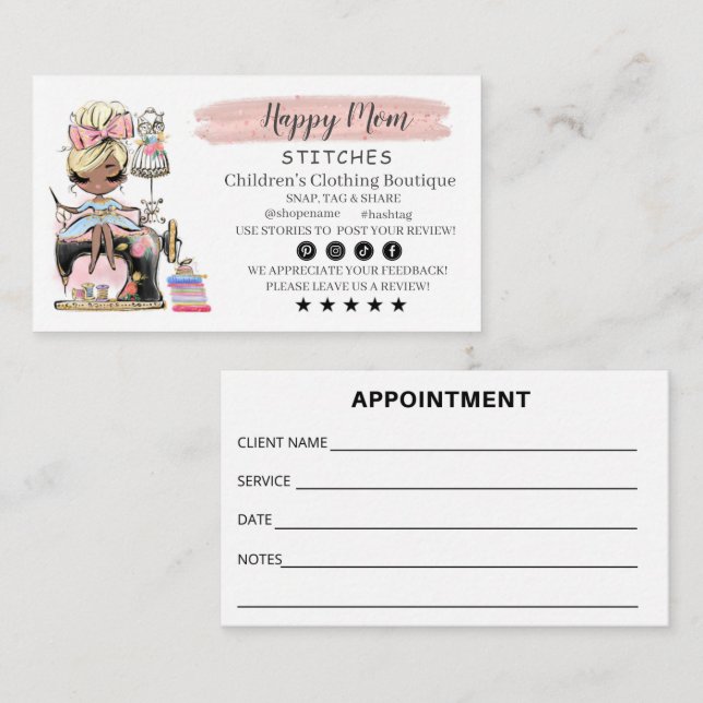  Sewing Business Card Fashion Designer  (Front/Back)