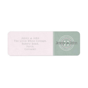 Sewing button wedding pink and green address label
