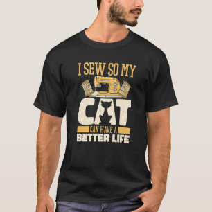 Sewing Cat Sewer Machine Seamstress Handcraft Sew T-Shirt