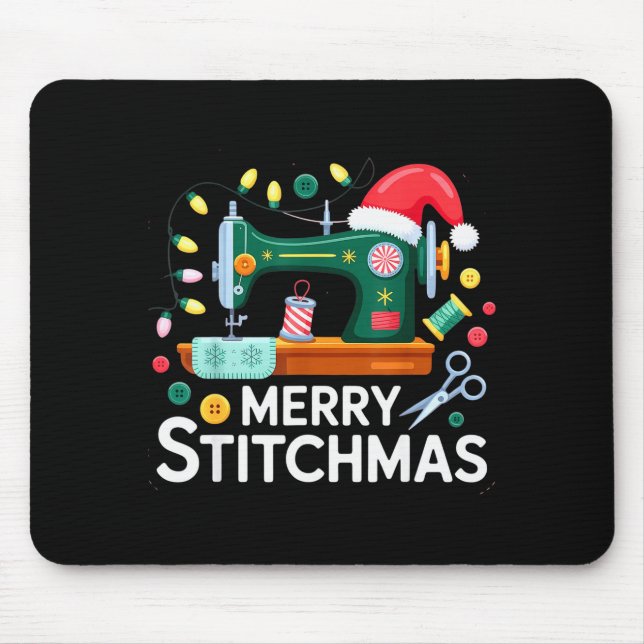 Sewing Christmas Xmas Quilting Merry Mas  Mouse Mat (Front)