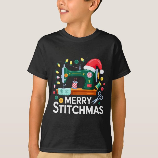 Sewing Christmas Xmas Quilting Merry Mas  T-Shirt (Front)