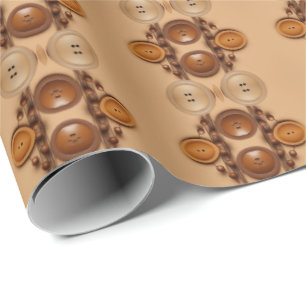 sewing Coffee and brown buttonmix Wrapping Paper