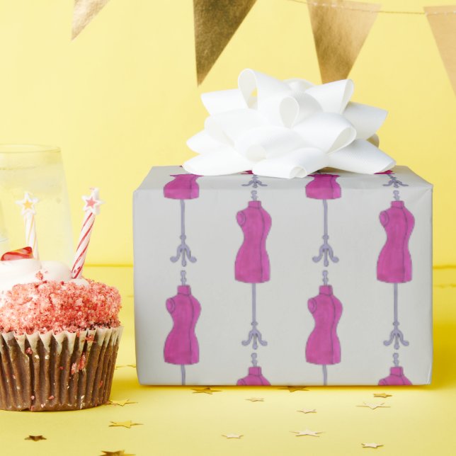 Sewing Costume Fashion Design Mannequin Dressform Wrapping Paper (Birthday Party)
