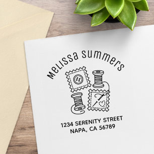 Sewing Craft Hobby Arch Address Rubber Stamp