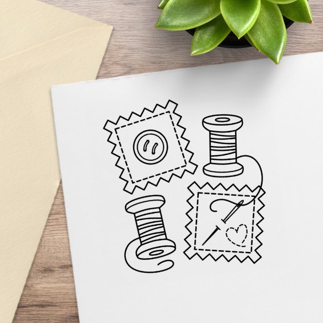 Sewing Craft Hobby - Fabric Button Needle Thread Rubber Stamp (Creator Uploaded)