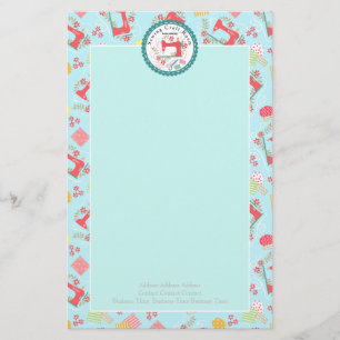 Sewing Cute Photo Blue Stationery
