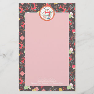 Sewing Cute Photo Brown Stationery