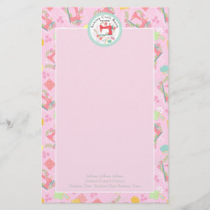Sewing Cute Photo Pink Stationery