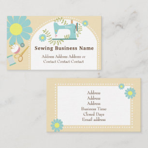 Sewing Daisy Beige Business Card