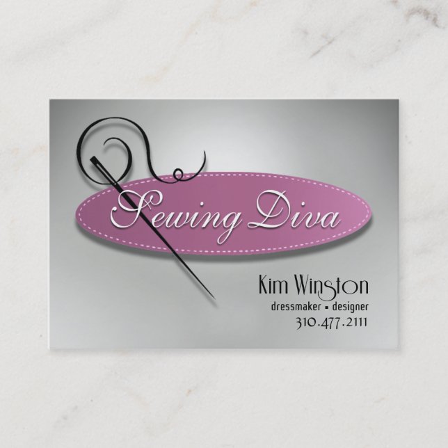 "Sewing Diva" - Seamstress, Dressmaker, Designer Business Card (Front)