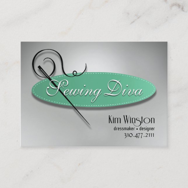 "Sewing Diva" - Seamstress, Dressmaker, Designer Business Card (Front)