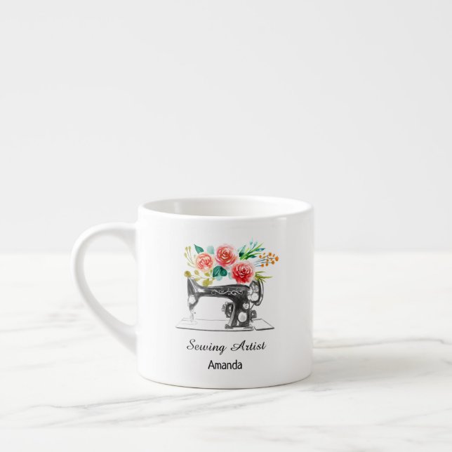 Sewing Dressmaker Crafter Black White  Espresso Cup (Left)