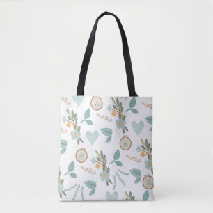 Sewing Embroidered Flower Needlepoint Monogram Tote Bag