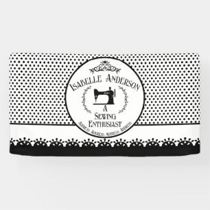 Sewing Enthusiast Black White  Banner