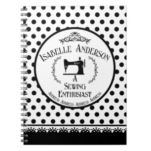 Sewing Enthusiast Black White  Notebook