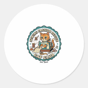 Sewing Fashion Design Cat Cat Lover Gift - Sewing Classic Round Sticker