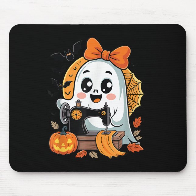 Sewing Ghost Costume For Women Cute Quilting Hallo Mouse Mat (Front)