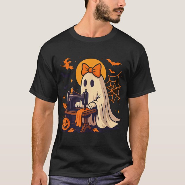Sewing Ghost Costume For Women Quilting Halloween T-Shirt (Front)