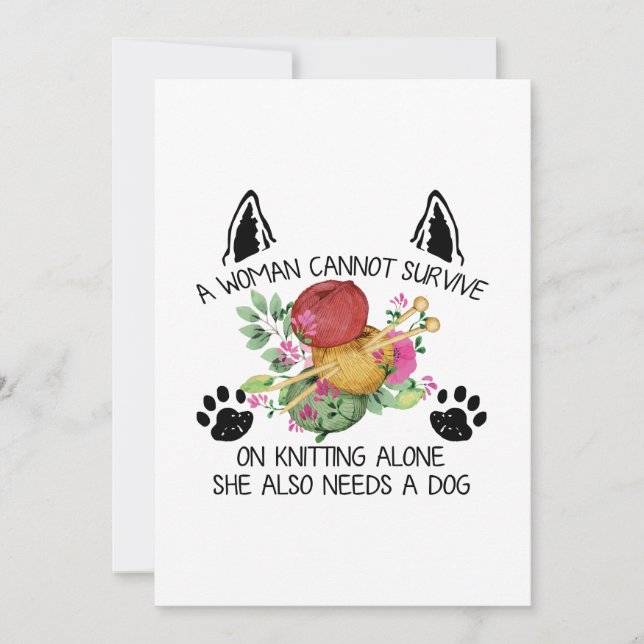 Sewing Gift | A Woman Cannot Survive On Knitting Save The Date (Front)