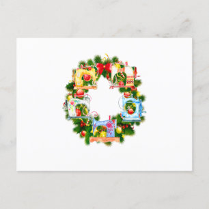 Sewing Gift   Merrry Christmas Sewing Gifts Announcement Postcard