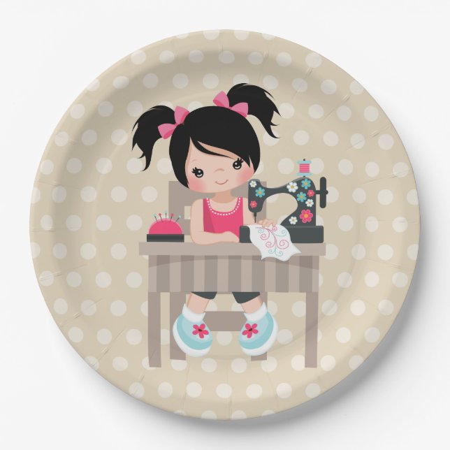 Sewing girl paper plate (Front)