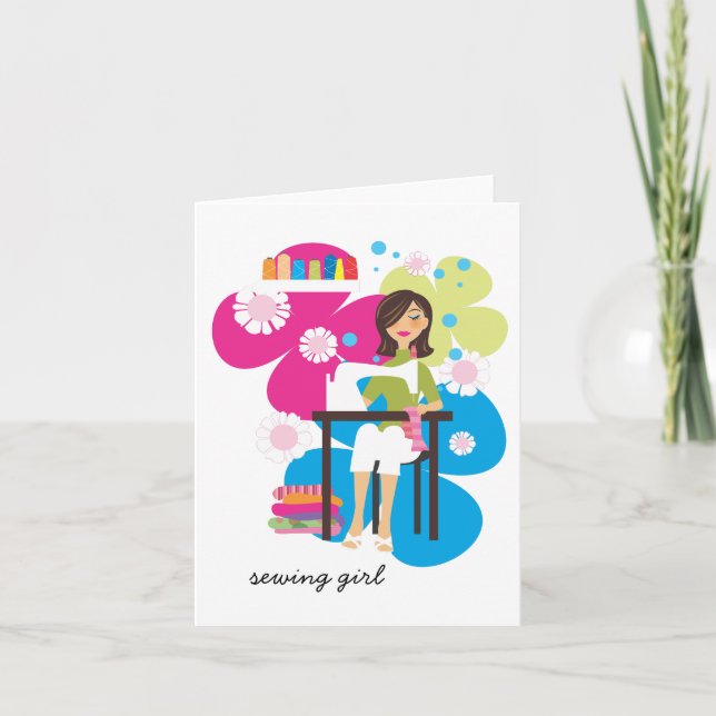 Sewing Girl Personalised Notecards (Front)